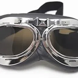 VELURA Half Helmet Ggoggles, Motorcycle Goggles Black Soft Padded Silver Frame with Driving Mirrored Lens Dark Brown|Eyewear|1x Motorcycle Goggles.| Motors-image-46