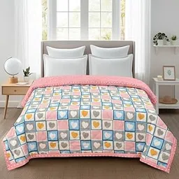 Flying Together | FT-02 | Pink Heart Comforter AC Room Reversible Double Bed Comforter & Lightweighted, 90 inch x 100 (180 GSM).-picture-30