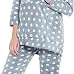 cierge Women's Wool Polka Dots Night Suit (CE-W-NS-HOODIE-GREY_Grey_Free Size)-picture-15