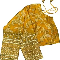 blackbanch Women's Readymade Blouse with Golden Zari Embroidered Silk Blouse with Full Sleeves, Pack of 1-picture-46