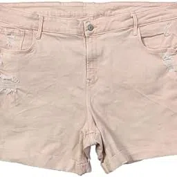 happening Plus Size Women Pure Stretch Denim Regular Fit Shorts-Rugged- HIGH Rise-Length 16" inches- Light Pink Color- Waist Size (5XL) 42" to (6XL) 44" inches-picture-12