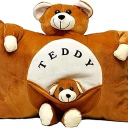 Jassi International Jassi Toys Baby Stuffed Soft Toy Plush Cushion | Baby Hug Pillow Teddy Bear Cartoon Figure Pillow For Kids Birthday Gift - Brown-image-29