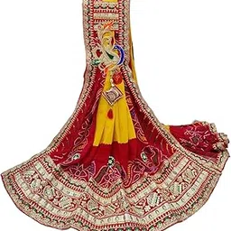ranisatiya Marwadi Rajasthani Bandhej Broch Plated Odhana Pure Georget Chunri, Piliya & Pomcha-picture-43