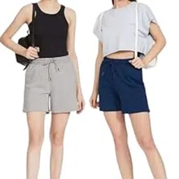 Pack of 2 Trendy Stylish Shorts Set for Women Girls-image-3