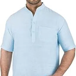 DESHBANDHU DBK Men's Cotton Short Kurta Without Pant | Mandarin Neck Half Sleeve Casual Kurta | Traditional Ethnic Regular Kurta | Solid Plain Kurta for Men's-picture-11