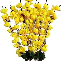 Coolkart Plastic Real Looking Beautiful Orchid Artificial Flower Bunch For Home Office Restaurant Decoration Yellow (Pack Of 1 Bunch/7 Sticks) Made In India-picture-31