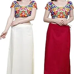 pistaa's combo of Women's Cotton Cream and Rani Pink Color Best Readymade Comfort Inskirt Saree petticoats-picture-19