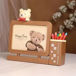 Art Street Kid's Photo Frame Creative Cute Tedy Bear with Pen Holder Stand and High Definition Glass for Table Stand Table Top Picture Frames Suits For Kid's Room, Study Room, Table 10x15 cm-image-98