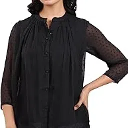 janasya Women's Dobby Chiffon Woven Design Regular Top-picture-53