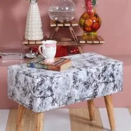 Pouffes Bench Sitting Stool for Living Room Patio Kitchen Bench Puffy Wooden Mudda Ottoman Stools Poof Footstool Pouf Table for Office Home Decor, 63x33x44 cm, Black Grey-picture-16