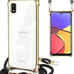Galaxy A21 Case Clear Shoulder Strap Galaxy a21 Case SC-42A Case SCV49 Smartphone Case Shockproof Galaxy a21 Case Samsung Shoulder Sling Case Korean Transparent TPU Strap Phone Case Plating Thin Lightweight Shock Resistant Drawstring Diagonal Woven Strap Neck Strap Shoulder Case Detachable Wireless Fall Prevention Lost Silicone Plated Bumper (Gold)-image-39