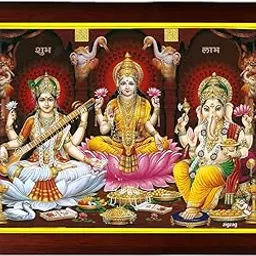 zig zag Laxmi ji Ganesh Ji And Saraswati ji Photo Frame For wall / Pooja room Size Medium ( 13.5x9.5 inches, Acrylic Glass)-picture-46