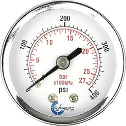CARBO Instruments 2" Pressure Gauge, Chrome Plated Steel Case, Dry, 0-400 psi/kPa, Back Mount 1/4" NPT-picture-27