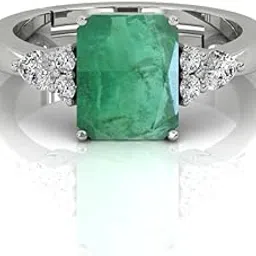 lmdprajapatis 12.25 Ratti /11.50 Carat Natural Emerald Gemstone Rashi Ratan Gold Plating And Silver Plated Adjustable Ring For Women And Men -3.25 Ratti -12.25 (Silver Plated, 4.25 Ratti)-picture-47