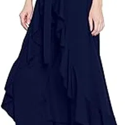 vectibix Women's Solid Crepe Ruffle Flared Palazzo Overlay Pant Skirts (K-M-2010101)-picture-56