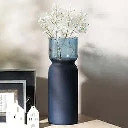 Dual Toned Vase for Table Decor | Vases for Centerpiece Home Office Living Room | Decorative Vase for Pampas Grass, Dried and Flowers | Durable Glass Material | XL Size - Cobalt-picture-26