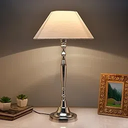 Homesake ® Imperial Nickel Brushed Silver Lamp with White Cone Shade-picture-14