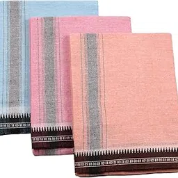 tharunsha elite Cotton Men's Single Dhoti -1.9 Mtrs Color Dhoti Big Blue Border Set of 3-picture-23
