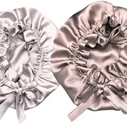Attune Satin Silk Bonnet for Sleeping, Handmade Adjustable Silk Hair Shower Cap || For Curly Hair || For Women & Girls || Best Gift for Girlfriend, Sister & Mom (beige-Grey)-picture-40