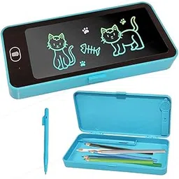 LCD Writing Tablet Pencil Box, Drawing Board Case with Erase Button, Magic Storage for Stationery, (Blue)-picture-13