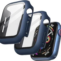 JETech Cover Case with Screen Protector for Apple Watch SE (2022/2020) /Series 6 5 4 44mm, Overall Protective Cover, Built-in Tempered Glass Film High Sensitivity, 2 Pack (Blue)-picture-12