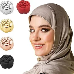 BendJoy® 5 PCS Camellia Hijab Magnetic Safety Pins for Women, Multi-Use Silk Scarf Magnetic Pin Shirt Collar Anti-Leakage Magnetic Buckle Shawl Pin Brooch Buckle Decorative Buckle Safety Pin-picture-30