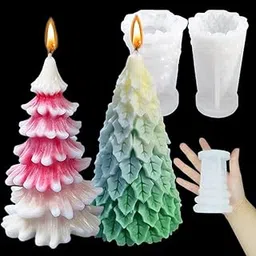Keshav Creations Candle Molds for Candle Making, 2PCS Christmas Tree 3D Silicone Candle Resin Mold, Mould for DIY Aromatherapy Wax Candle Soap Concrete Clay Craft Cake Home Party Decor-image-8
