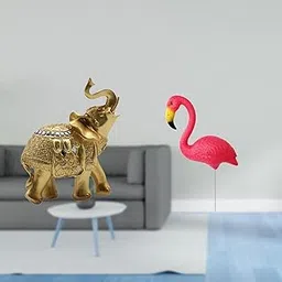 TRENDIVIBE Elephant Bird Statue Resin Art Crafts Animal Sculpture Decorative Figurine for Shelf Bedroom Desk Home Decoration Yard Ornament Fairy Garden Accessories Flamingo Garden Stake for Holiday Sp-image-77