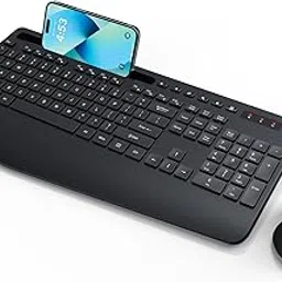 Wireless Keyboard and Mouse, Wrist Rest, Phone Holder, Batteries Included, 2.4G Lag-Free Ergonomic Keyboards Mouse Combo, Silent Keyboard Cordless Set for Computer, Laptop, PC, Mac, Windows -SABLUTE-image-65