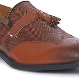 gabicci Mens Loafer Shoe, Slip On Entry, (Size 40-45), Full Grain Leather, Wedding Occasion Shoe, TPR Sole, Stacked Heel, Ford image 1
