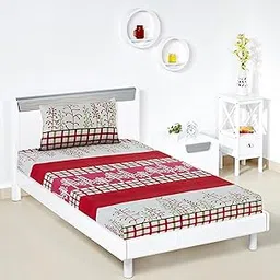 Amazon Brand - Solimo Polyester 144 TC Rosy Cosy Single Bedsheet with 1 Pillow Cover, 95 GSM, Multicolor-picture-20