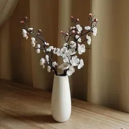 vrb dec VRB DecTM 3 Pcs Artificial Cherry Blossom Flowers Fake Plant Flowers for Home, Room,Office | Flower for Vases | Decoration Items for Living Room (White)-picture-11
