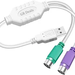 GR Deals PS/2 to USB Converter, USB Type A Male to Dual PS/2 Female Cable Converter Adapter Lead Wire Keyboard & Mouse/Mice (Dual PS/2 to USB Cable). (White).-image-85