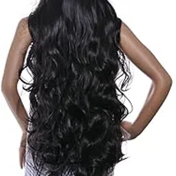 AGPtEK® 40 Inches High Temperature Japanese Fiber & professional Wig Long curly waveHeat Resistant Full Wig-Black-picture-29