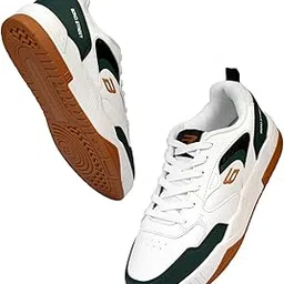 bond street Men's White & Olive Casual Sneakers | PU Upper Lace-Up Shoes with Durable PVC Sole | Stylish & Comfortable Footwear for Men-picture-36
