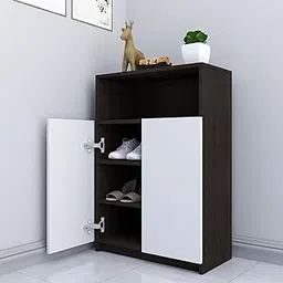 SAMT 4-Tier Engineered Wood Shoe Rack with Door | Multi-Layer Storage Organizer Shelf for Shoes, Bags & Accessories – Oak Brown (91.5x30x60 cm) DIY-image-63