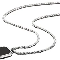 Men's Jewellery Black Silver Chain For Men Boys Geometric Stainless Steel Black Silver Locket Pendant Necklace Chain For Men Boys Anniversary Gift For Husband Gift Chains | Stylish Unisex Jewellery (Black)-picture-16