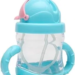 KIDS BASIC Baby Sippy Cup with Straw and Handles, Clear Plastic | Spill-Proof Design | 120ML Capacity (Blue)-picture-11