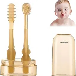 Baby Silicone Toothbrush Set with Case Toddler Oral Care Training Toothbrush Soft Bristles Gum Massager Teether BPA Free Infant Dental Hygiene Kit for Newborns and Kids-picture-25
