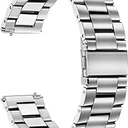 HUMBLE 19MM Heavy Metal Chain Strap with Secure Lock Techonology Compatible with Noise Colorfit Pro 2, Boat Storm Smart Watch & Watches with 19mm Lugs (Silver)-picture-55