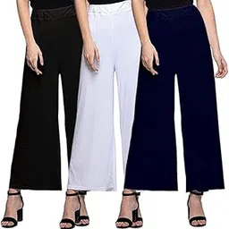 yezi Combo Pack of 3 Relaxed fit Palazzo for Woman/Girls-picture-40