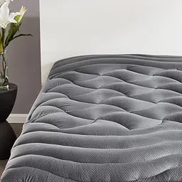 SLEEP ZONE Cooling Mattress Topper Quilted Zoned Bedding Mattress Pad Cover Pillow Top Fluffy Bed Topper Deep Pocket 8-21 inch, Grey, Cal King-picture-28
