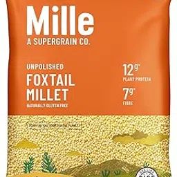 Mille Foxtail Millet Whole Grain | Certified Low GI | Rice Replacement | High Fibre and Plant Protein | Gluten Free | Cooks in 10 minutes | Can be used to cook Biryani, Lemon Puliyogare | Unpolished, Toasted, No Soaking Required | Kangni/Kakum/Navani/Korralu/Korra/Thinai, 500g-image-1