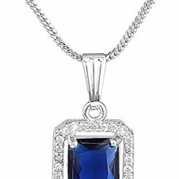 Gehena Fashion Jewellery Pendants for Women: Stunning American Diamond Square Design Solitaire Halo Pendant with Chain/Pendant Necklace Option in 7 Colors -Dynamic Chic for Girls & Women-image-4