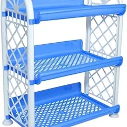 MORVI Magic 3 Tier Plastic Multipurpose Storage Organizer-Easy to Fit, Wall Hanging Durable & Lightweight Rack for Kitchen, Bathroom,Kids & Office - Space-Saving Rack| Set of 1 | Blue-image-45