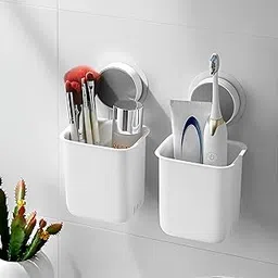 PENTOM Plastic Toothbrush Holders for Bathroom | Wall Mounted Toothbrush Holder | Self-Adhesive Bathroom Organiser Without Drill for Toothbrushes | Washroom Organizer for Tooth Brush (2)-picture-23