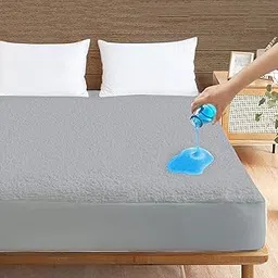 Elastic Fitted Style Water Proof Terry Cotton Mattress Protector 72" x 72 - Diwan_Grey-picture-43