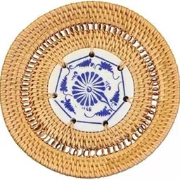 JAZZY PEARLS® 4xRound Woven Placemat Non Slip Rattan Placemat for Holiday Dinner Dining Home 13cm-picture-24