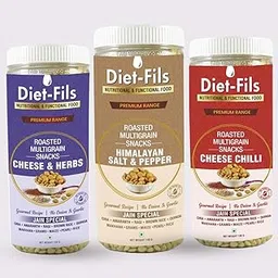 Diet-Fils Roasted Multigrain Snacks | Cheese & Herbs | Himalayan Salt and Pepper | Cheese Chilli | Gluten Free | Zero Transfat | No Onion No Garlic Based | Made with Quinoa Chia Makhana Ragi Gram Amaranth Maize Pearl Millet Rice | Combo (130 gm x 3)-picture-49