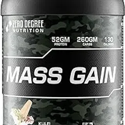 ZERO DEGREE High Protein & High Carbs Mass Gainer For Muscle Mass Gain | 52g Protein & 1301 Calories | Gain Strength & Size | High Calories Formula with Vitamins & Minerals for Weight Gain | Weight Gainer for Women & Men [2.7Kg, Kulfi]-picture-35